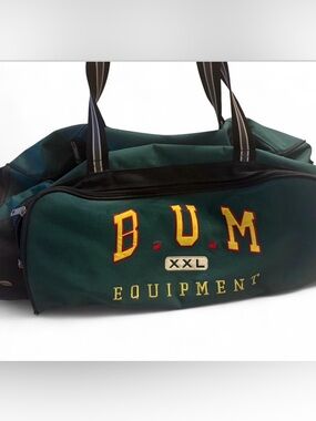 Vintage Green 90's Bum Equipment XXL Rolling Duffle Gym Bag  B.U.M.